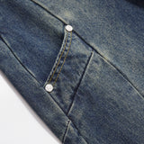 Men Jeans Stitching Boys Loose Casual Zipper Decoration