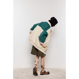 Unisex Coat Vintage Contrast Color Winter Coat Warm-Keeping Cotton Clothing