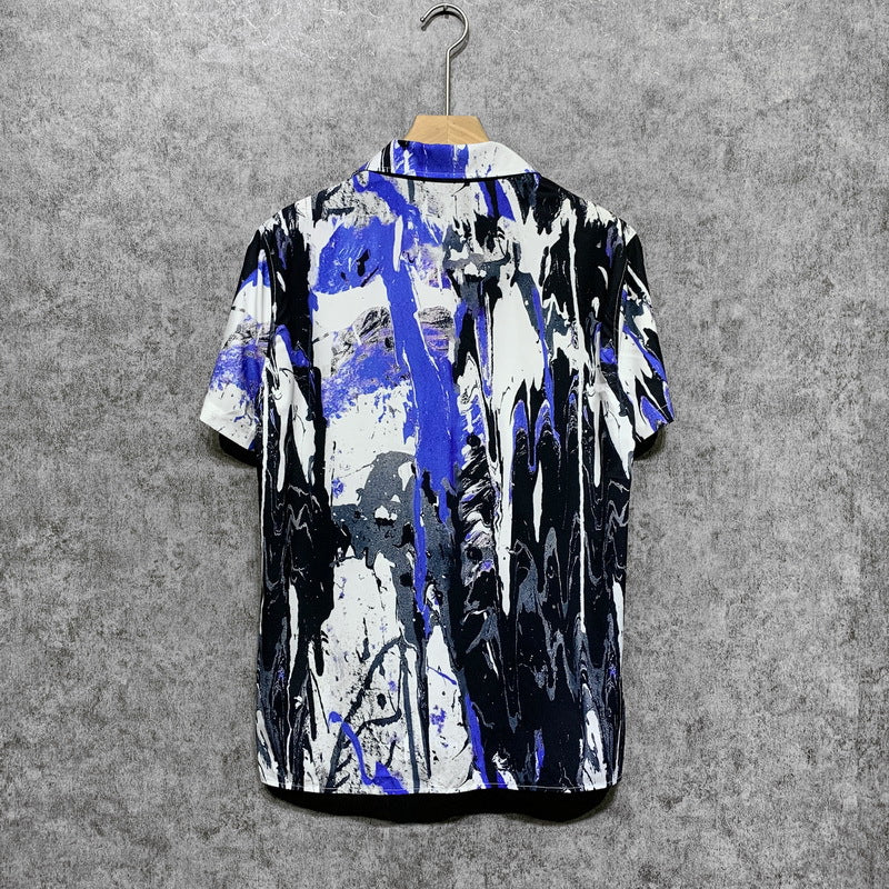 Amiri T Shirt Casual Printed Satin Short Sleeve Shirt