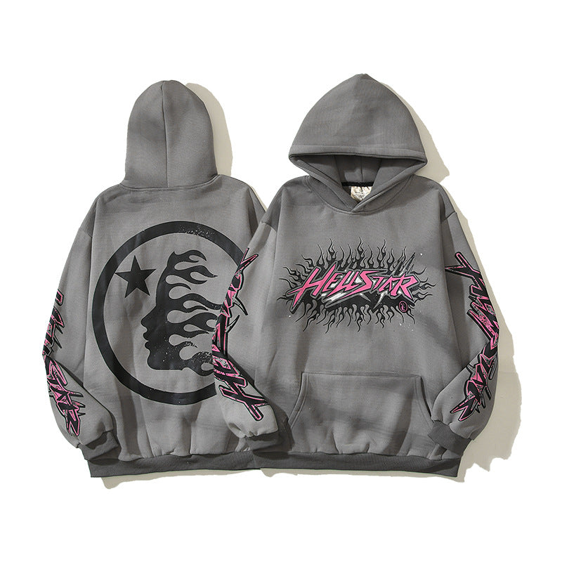 HS Hoodie Distressed Hand Painted Graffiti Velvet Padded Loose