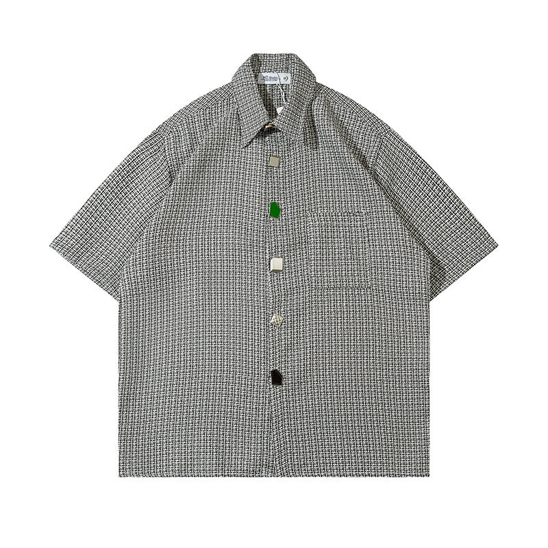 Short Sleeve Shirt Lapel Plaid Shirt Summer