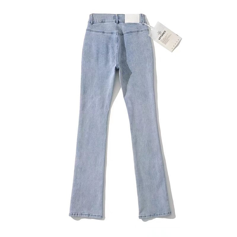 Women Jeans Slim Stretch Fastener Decoration