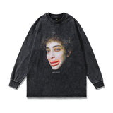 Mens Vintage Long Sleeve Shirt Men's Crew Neck Pullover T-Shirt