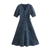 Women Dresses Slim-Fit Little Flower Printed Dress