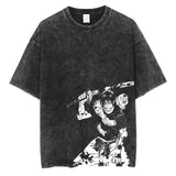 Men Vintage T-shirt Harajuku Anime Graphic Print T-Shirt