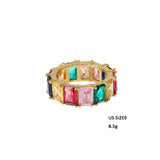 Rings Copper Zircon Ring Rectangle Zircon Ring St. Valentine's Spectrum