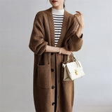 Women Knitted Cardigan Retro Loose Thick Sweater