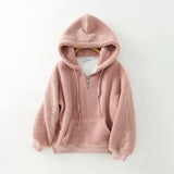 Women Hoodie Lamb Fur Fleece-lined Sports Casual Versatile