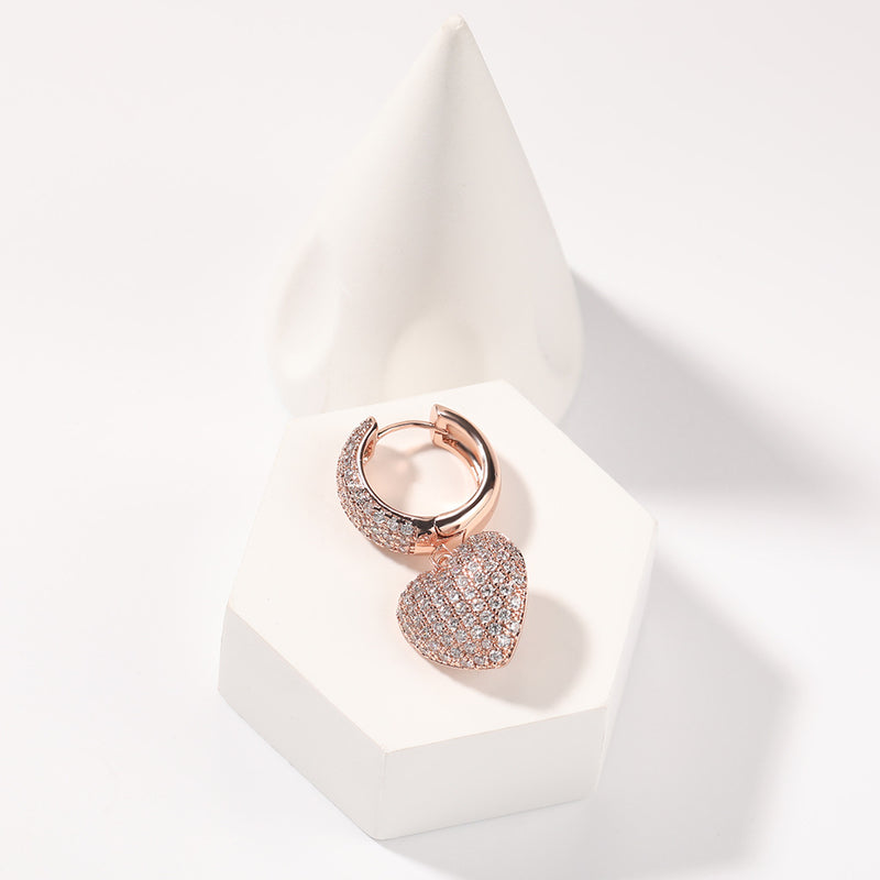 Earrings Hip Hop Zircon Love Shaped Earrings St. Valentine's Royalty