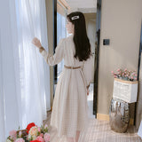 Betty Draper Valentine's Day Dress Spring and Autumn Plaid Bottoming Dress for Women