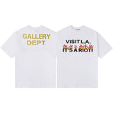 Gallery Dept T-Shirt Hand Painted Ink Splashing Alphabet Washed Retro Short Sleeve T-Shirt