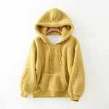 Women Hoodie Lamb Fur Fleece-lined Sports Casual Versatile