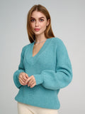 Women Work Business Casual Sweaters V-neck Loose Sweater