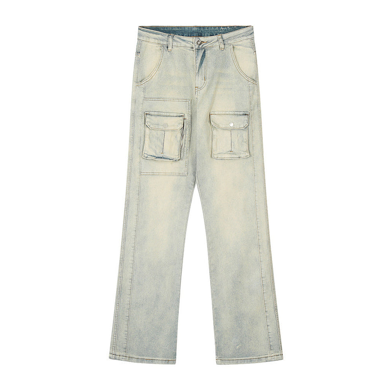 Men Jeans Multi-Pocket Workwear Stitching