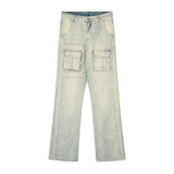 Men Jeans Multi-Pocket Workwear Stitching