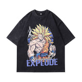 Men T-Shirt Cartoon Vintage Print Distressed Oversize