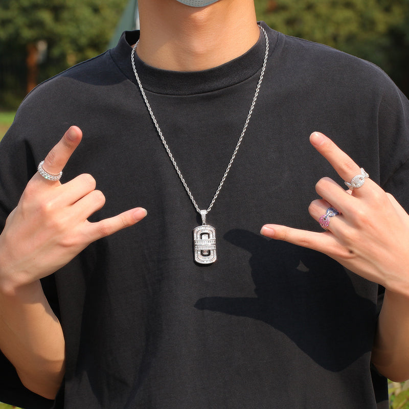 Jewelry Hip Hop Shield Necklace INS Style Fashion Zircon Pendant St. Valentine's Spectrum