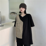 Men T Shirt False Two-Piece Patchwork Irregular