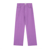 Men Jeans Simple Solid Color Loose Leisure All-Matching