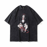 Men T-shirt Portrait Printing Loose Distressed