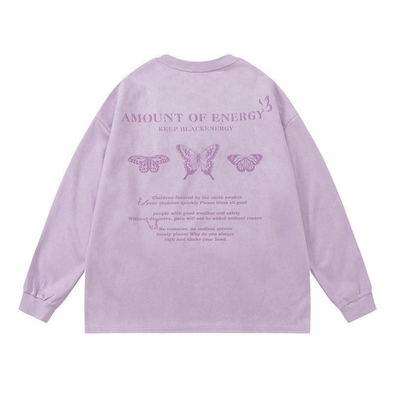 Men Long Sleeve T-Shirt Butterfly Print