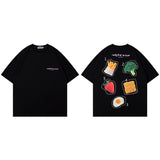 Men T-Shirt Retro Cartoon Puff Print Loose All-Match