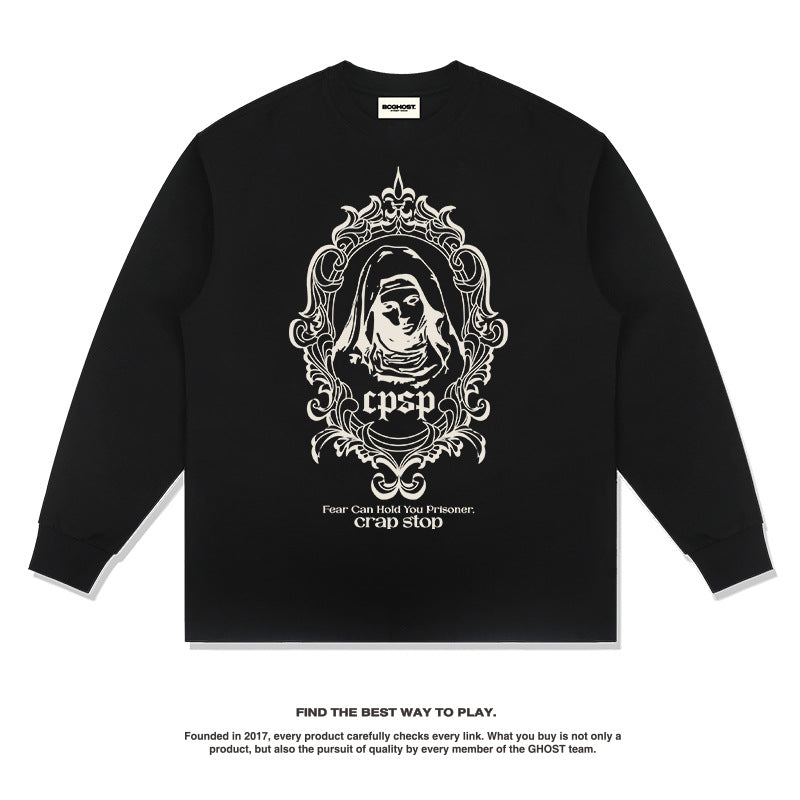 Unisex Long Sleeve Shirt Long Sleeve T-Shirt Loose Cotton