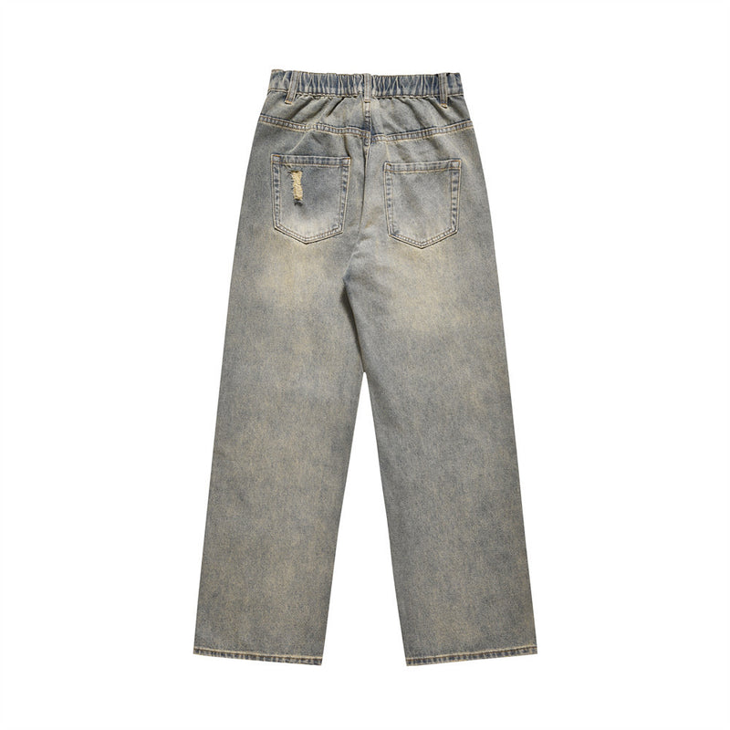 Men Jeans Worn-out Loose Trousers