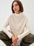 Women Work Business Casual Sweats Knitted High Collar Loose Sweater
