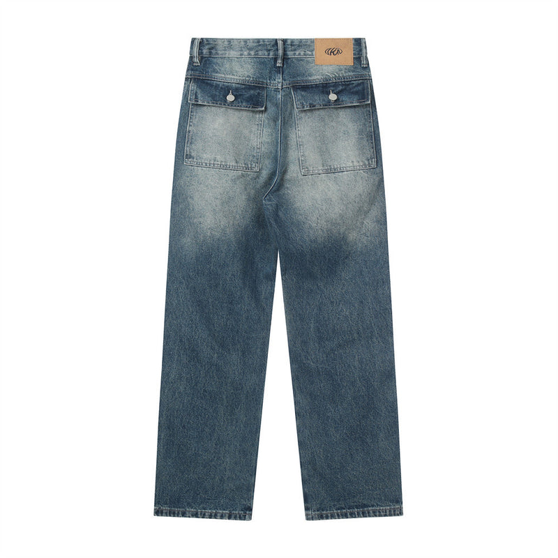 Men Jeans Vintage Washed Trendy Loose