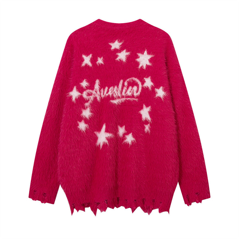Men Sweater round-Neck with Fleece Lining Sweater XINGX Jacquard Hem Damage