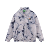 Men Cotton Mixed Jacket Coat Thermal Cotton-Padded Clothes Coat Men's Clothing Autumn and Winter Letters Polo Collar Jacket