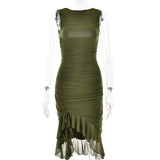 Women Dress Summer Sexy Pleated Dress