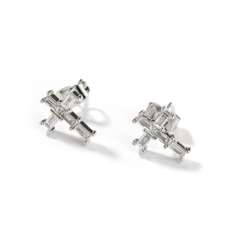 Earrings Square Zircon Cross Earrings Crosses