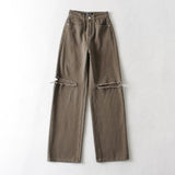 Women Jeans Loose Hole Retro Fashion