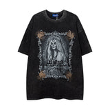 Men T-Shirt Distressed Loose Portrait Printing