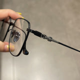 CHH Chrome Hearts Glasses Pure Titanium Ultra-light Square Gold Silk Edge Big Face Myopia Glasses Frame