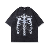 Men T-Shirt Butterfly Print Washed Old