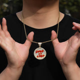 Jewelry Disc Pendant with Diamonds Hip Hop Necklace ins Alphabet Pieces Spectrum