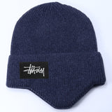Stussy Hat Winter Knitted Hat Men's and Women's Warm Ear Protector Outdoor Wool Hat