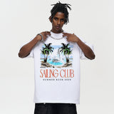 Vintage T-shirts Summer Coconut Vintage Print Short Sleeve Loose Half Sleeve