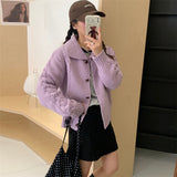 Women Knitted Cardigan College Style Loose Short
