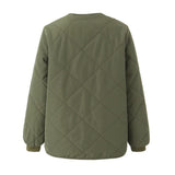 Women Cotton Coat Rhombus Lightweight Cotton-Padded Jacket Elderly