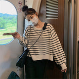 Women Pullover Sweater Striped Loose Sweater