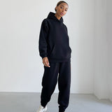 Women Co-Ords Autumn and Winter Loose Casual Hooded Sweater
