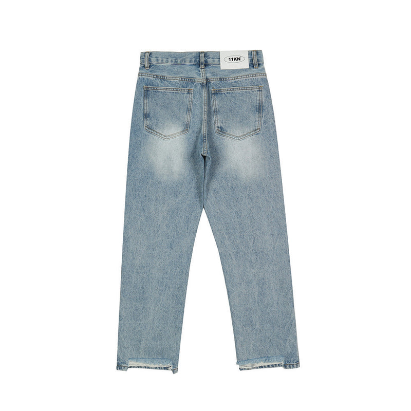 Men Jeans Old Irregular Loose Trendy