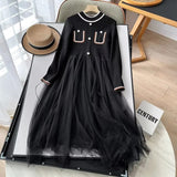 Women Dresses Knitted Slimming Temperament Mesh Dresses