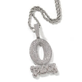 Jewelry Trend Full Diamond O BLOCK Zircon Letter Pendant Necklace Word Up St. Valentine's Spectrum Royalty