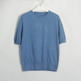Women Work Business Casual Sweaters Short Sleeve round Neck Sweater