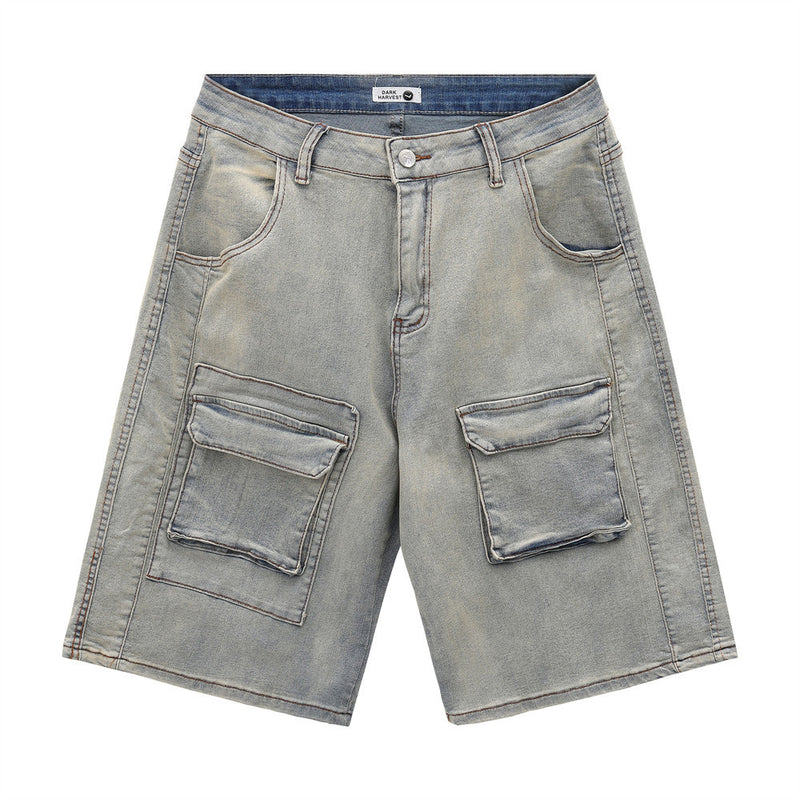 Men Shorts Cargo Pocket Denim Shorts